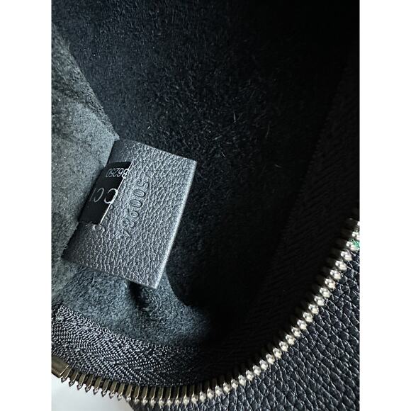 Gucci G Web Gucci Print Zip Around Black Pouch Made in Italy New - Picture 9 of 12